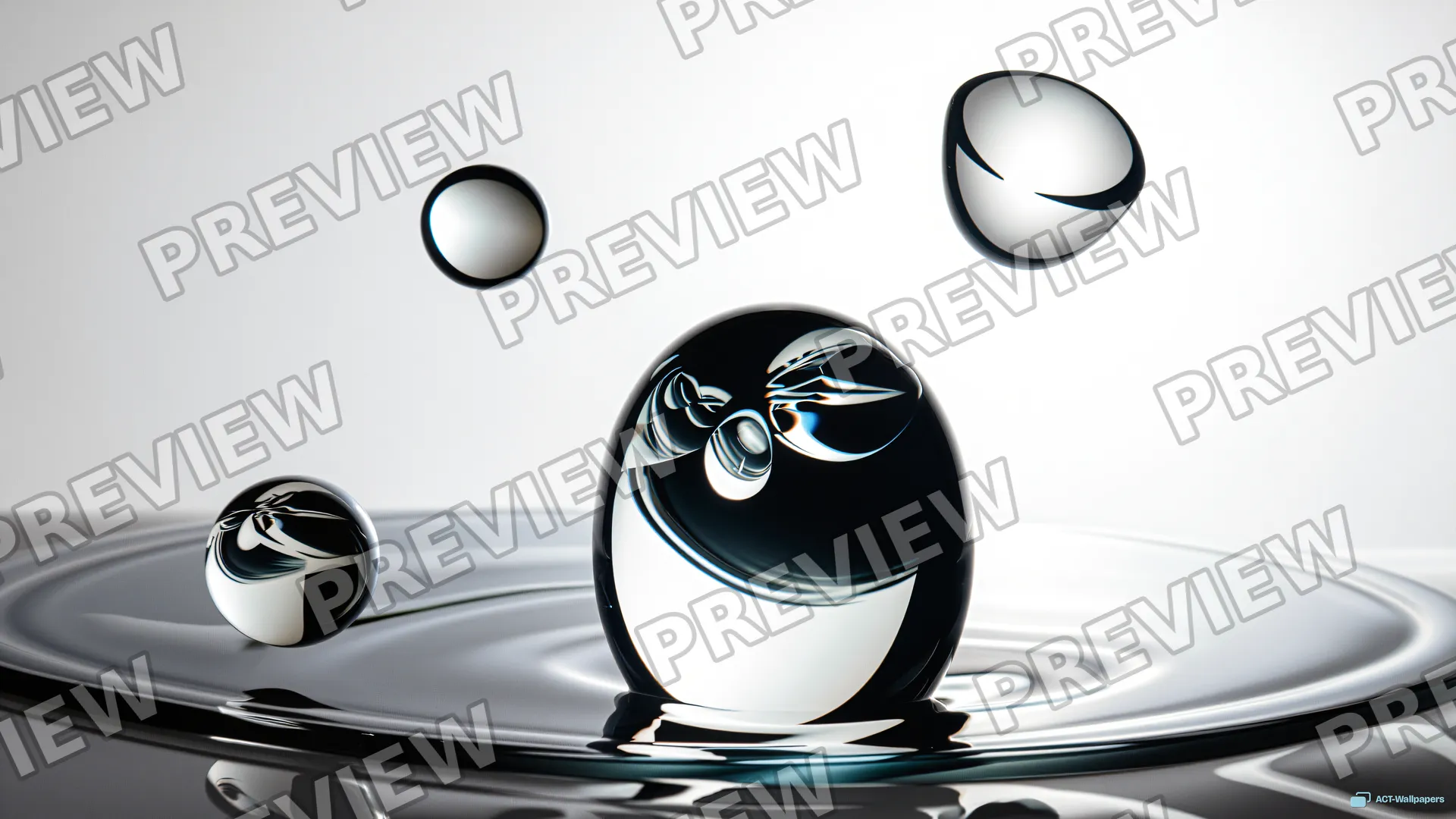 Suspended Glass Sphere — Chrome & glass 4K wallpaper