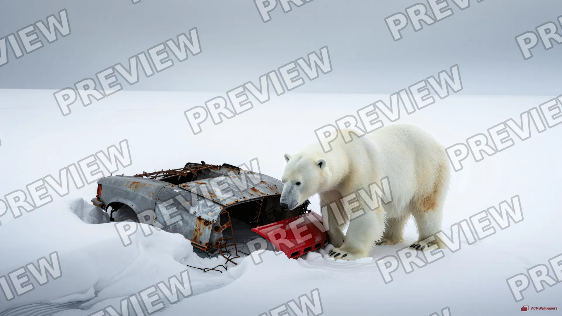 Frozen Wreckage — Arctic waste 4K wallpaper