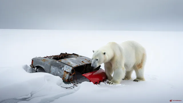 Frozen Wreckage — Arctic waste 4K wallpaper