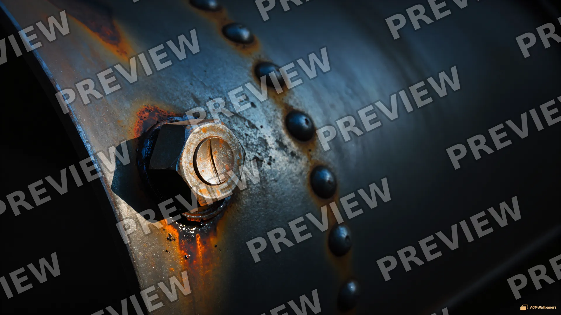 Riveted Steel Wear — Macro mechanics 4K wallpaper