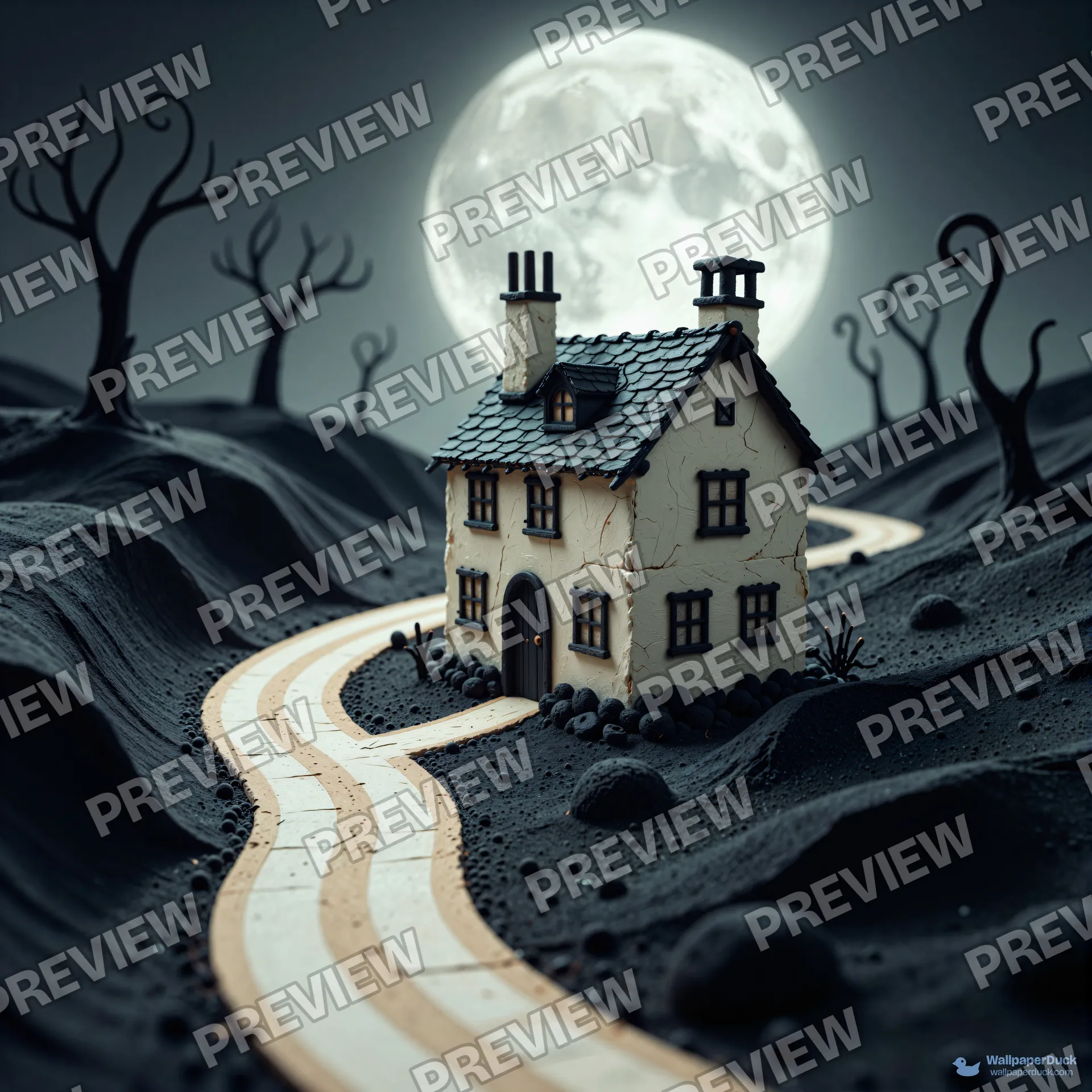 Clay Moon Village — Gothic tale 4K wallpaper