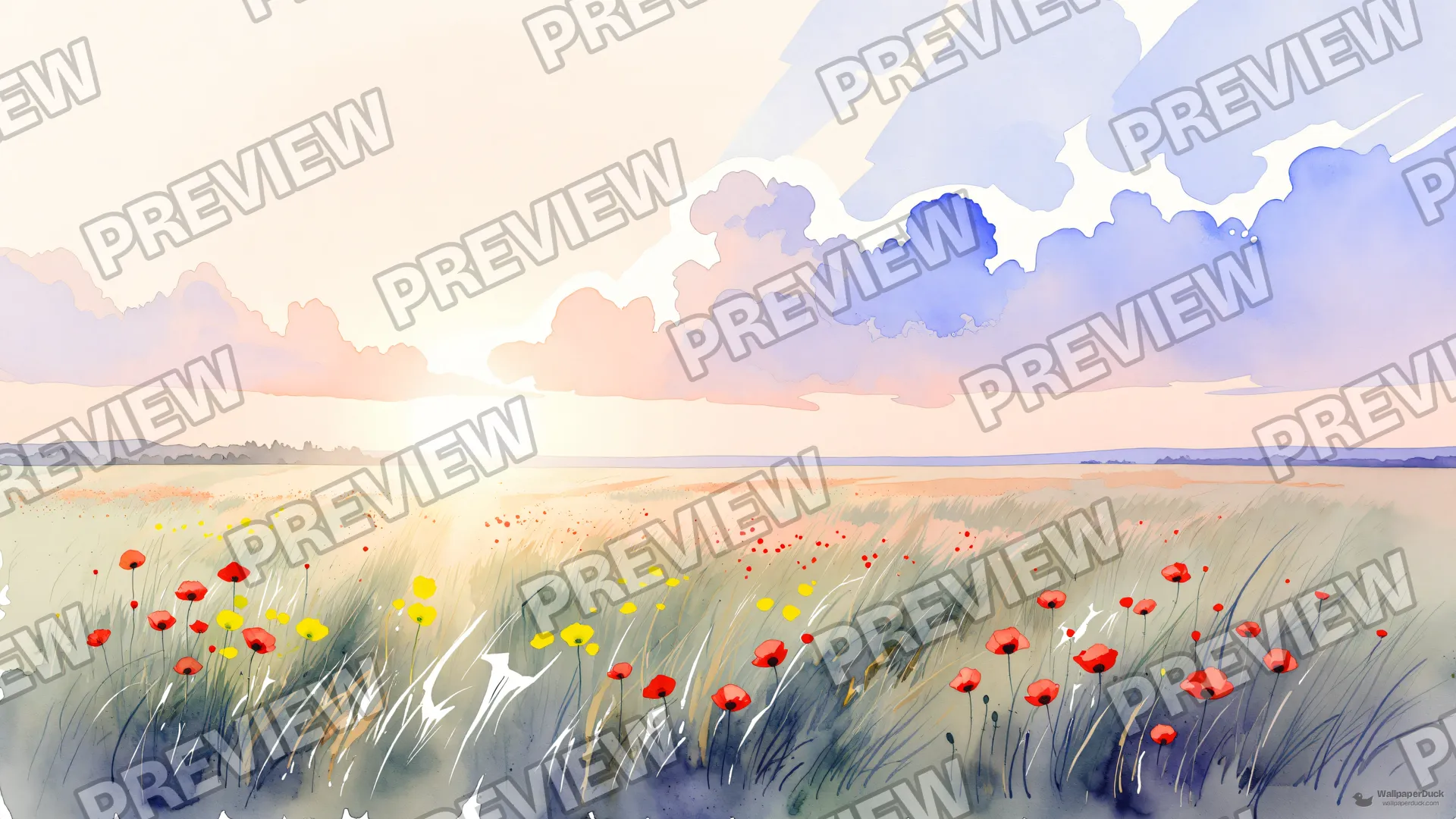Dawn Poppy Watercolor — Watercolour & impressionism 4K wallpaper