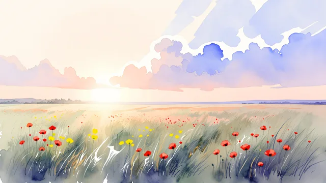 Dawn Poppy Watercolor — Watercolour & impressionism 4K wallpaper