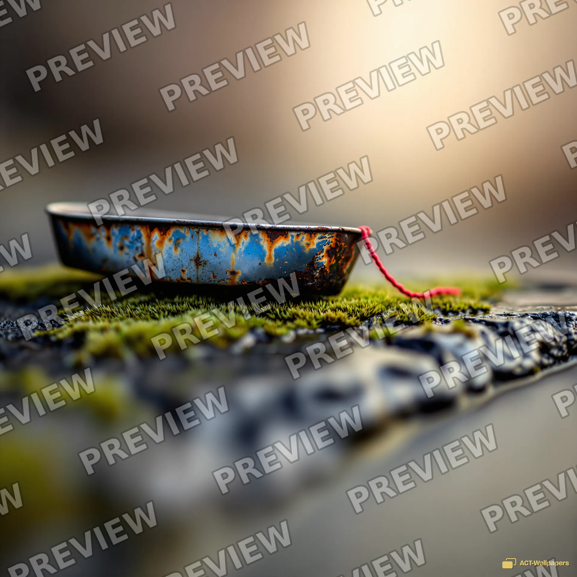 Tin Boat on Moss — Miniature worlds 4K wallpaper