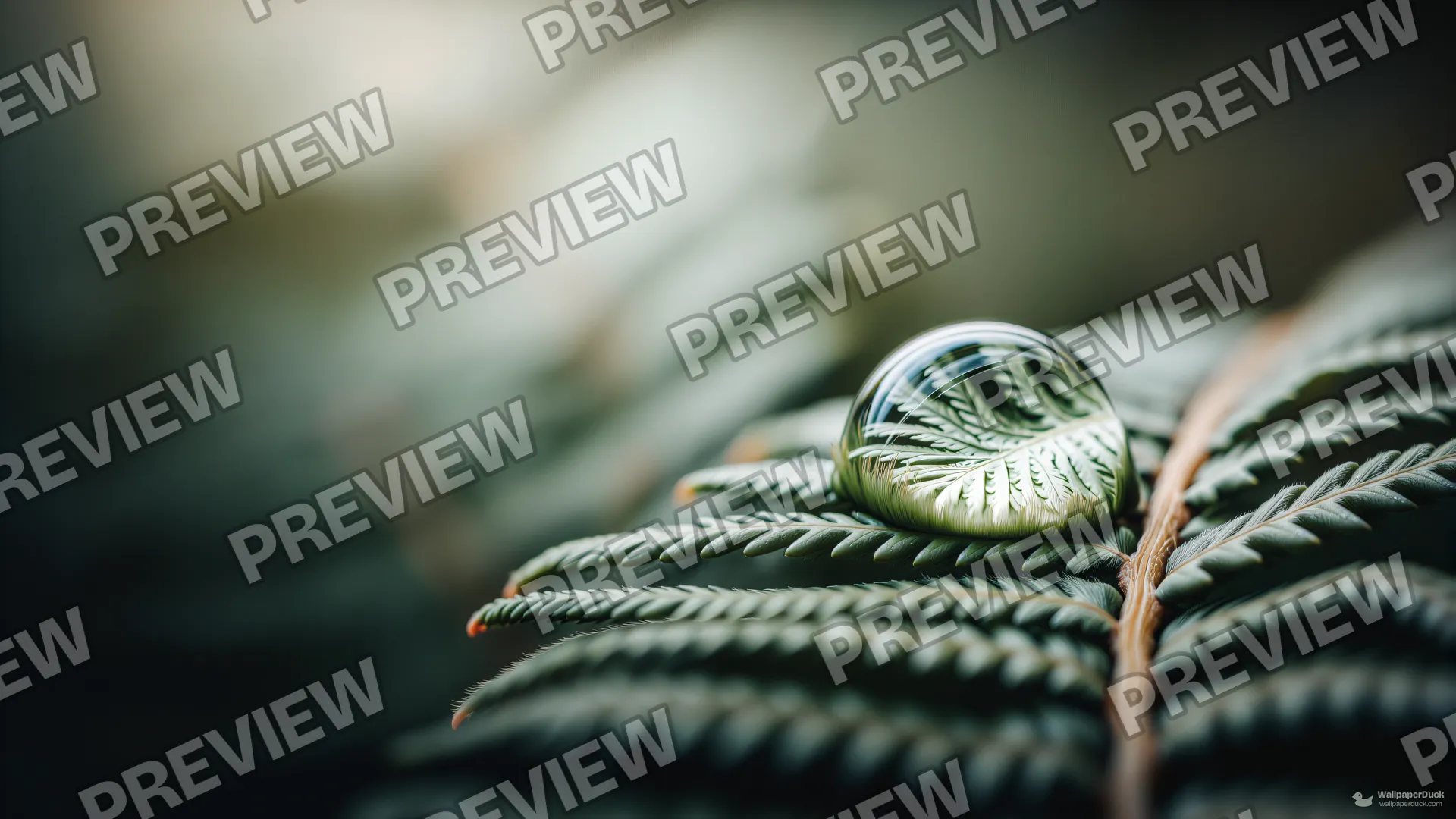 Fern Droplet Tension — Botanical macro 4K wallpaper