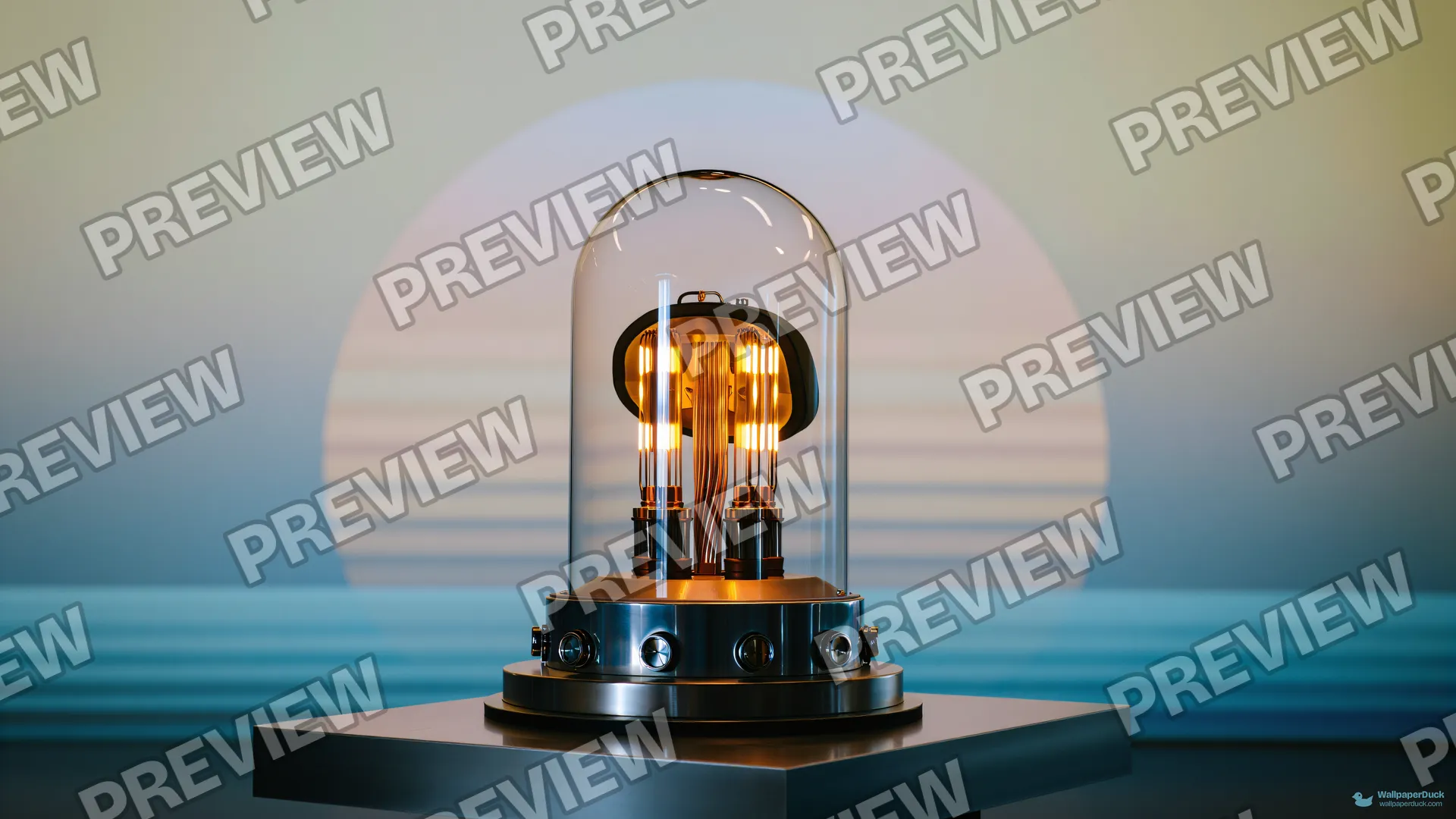 Vacuum Tube Brain Machine — Retro futurism 4K wallpaper