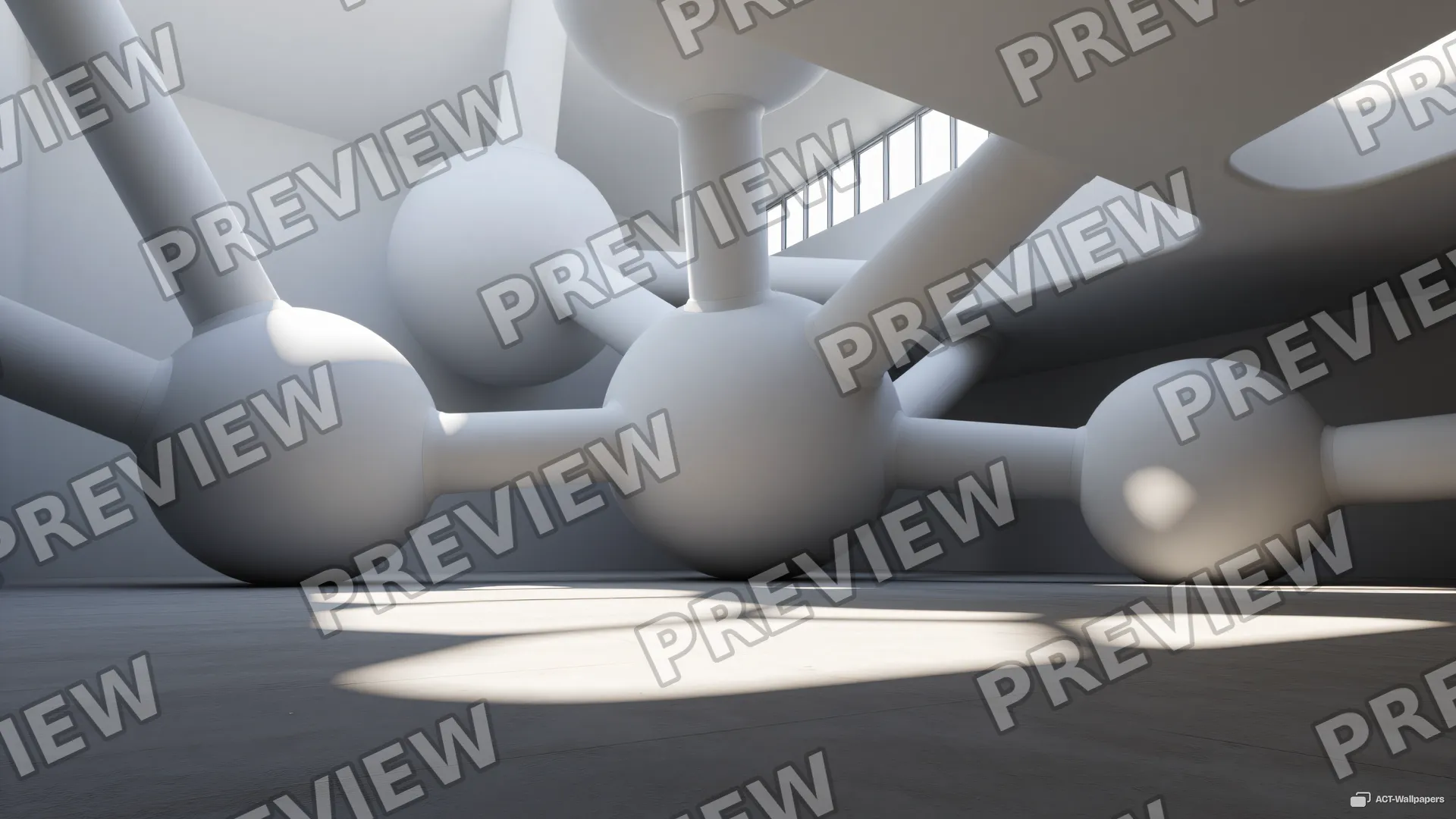 Concrete Molecular Vault — Molecule cathedral 4K wallpaper