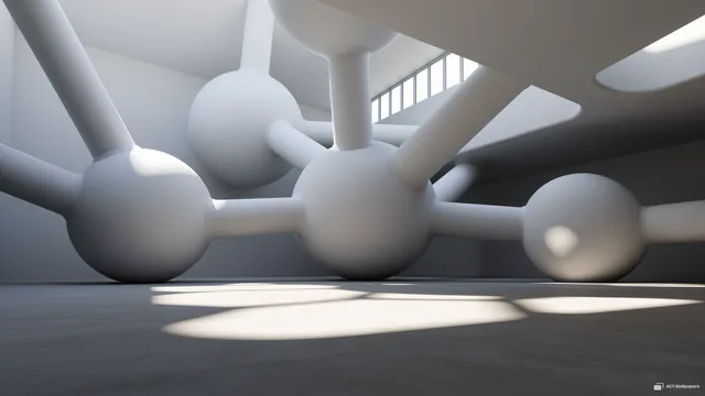 Concrete Molecular Vault — Molecule cathedral 4K wallpaper