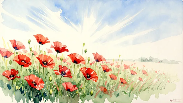 Luminous Poppy Wash — Watercolour & impressionism 4K wallpaper