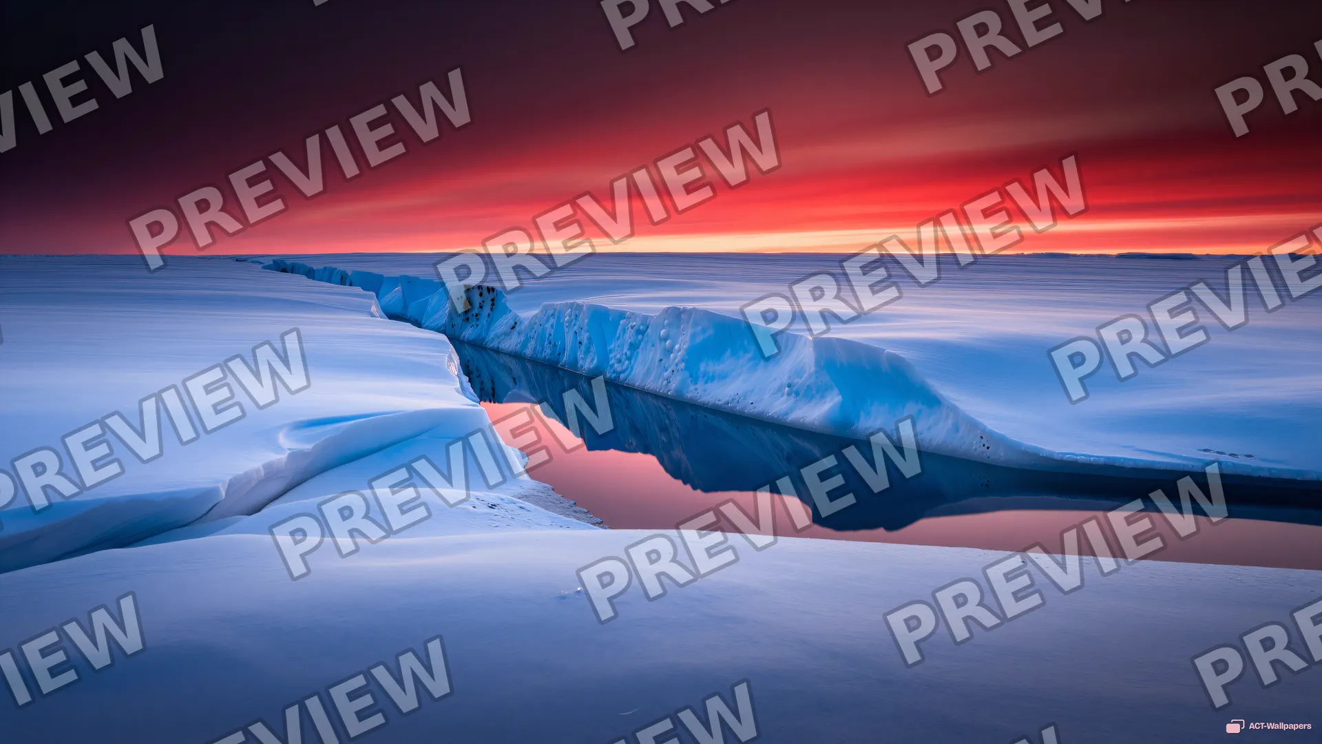 Antarctic Fissure Twilight — Red dawn on ice 4K wallpaper