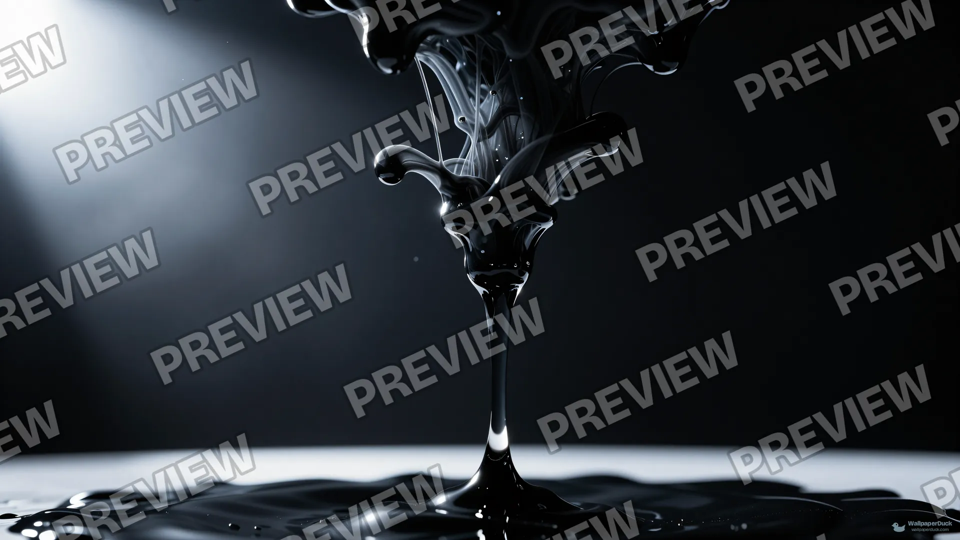 Suspended Black Droplet — Dark fluid 4K wallpaper