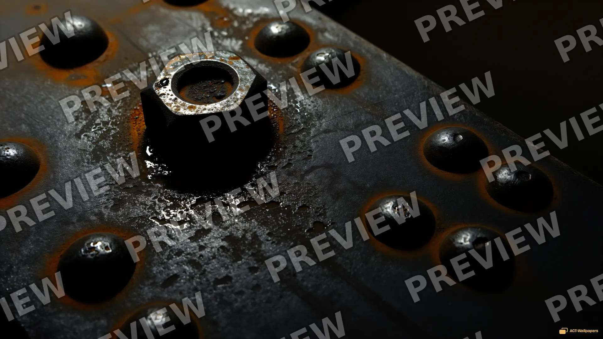 Riveted Steel Pitting — Macro mechanics 4K wallpaper