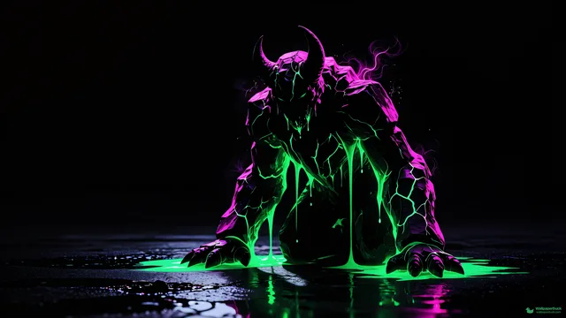Neon Nightmare Silhouette — Neon nightmare 4K wallpaper