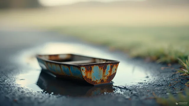 Rusted Tin Boat — Miniature worlds 4K wallpaper