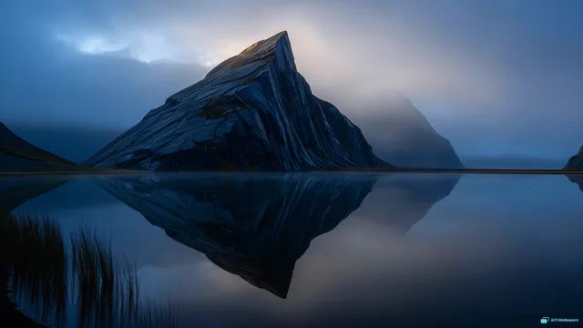 Glacial Mirror Peak — Stone & water 4K wallpaper