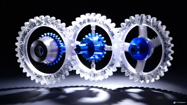 Prismatic Crystal Gear Train — Crystal machines 4K wallpaper