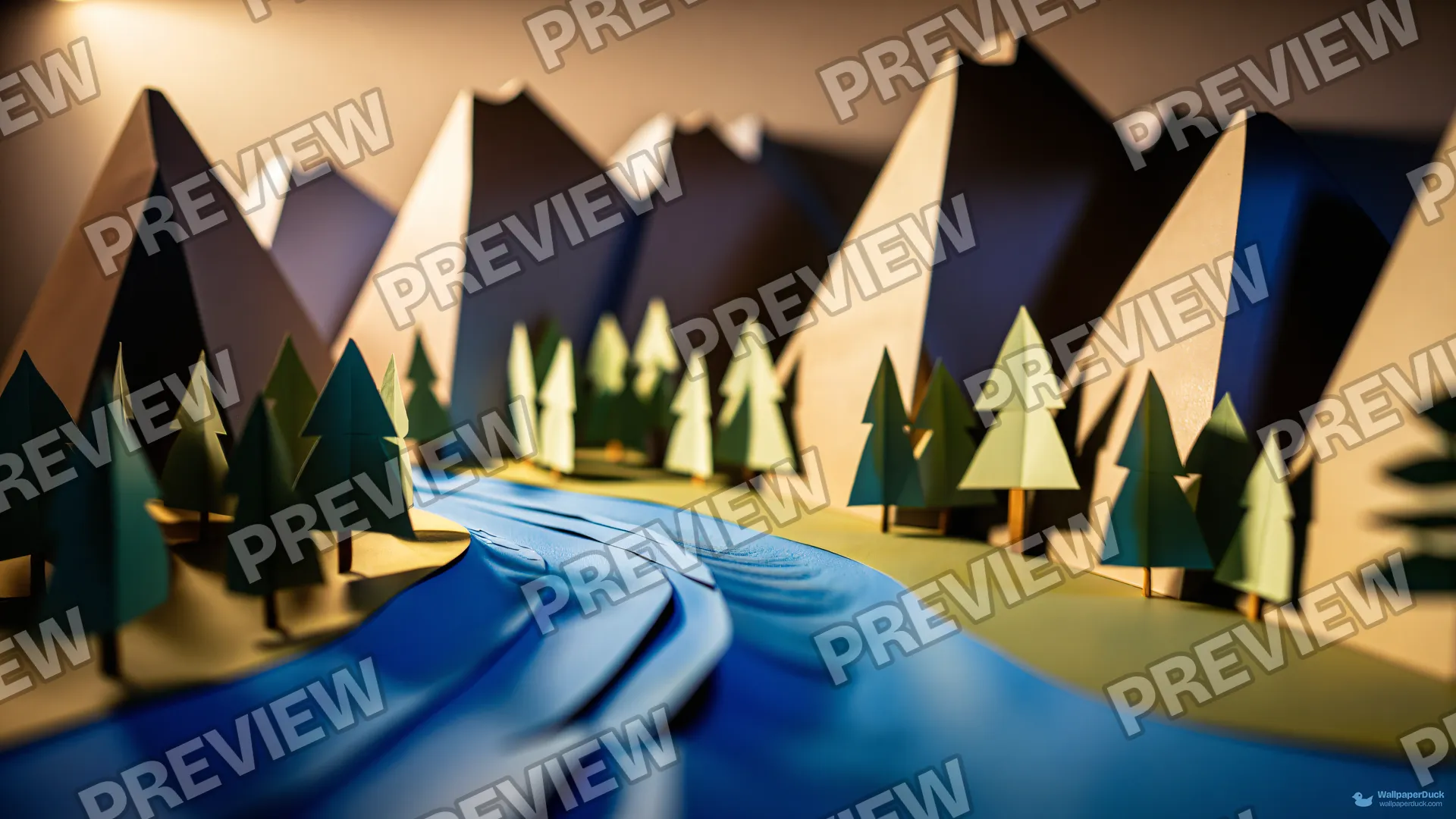 Paper Diorama Valley — Paper dioramas 4K wallpaper