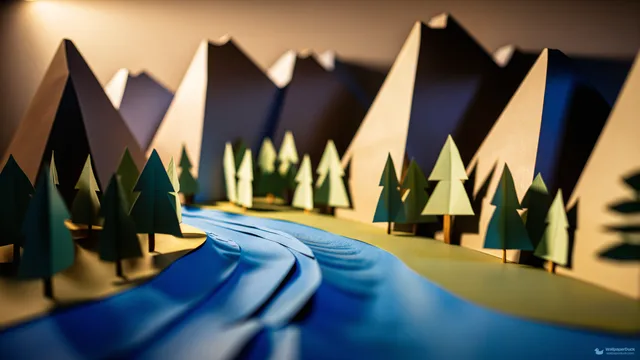 Paper Diorama Valley — Paper dioramas 4K wallpaper