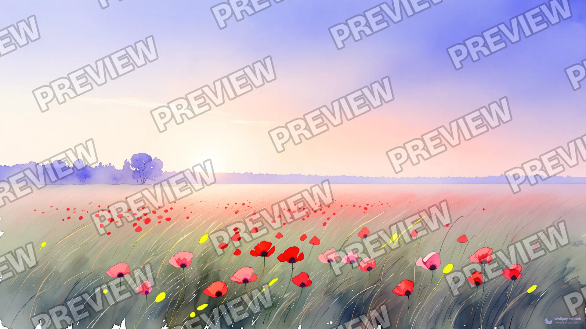 Dawn Poppy Watercolour — Watercolour & impressionism 4K wallpaper
