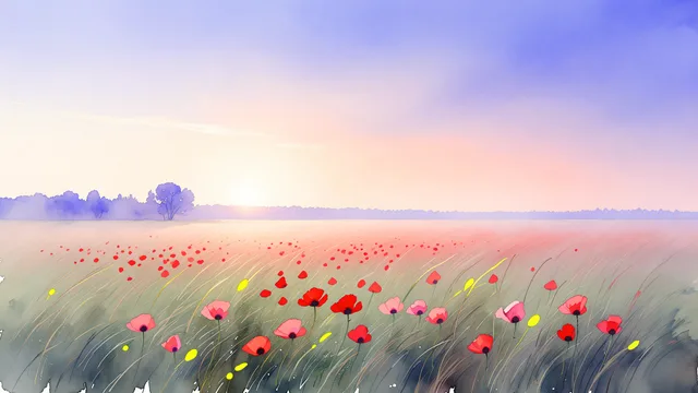 Dawn Poppy Watercolour — Watercolour & impressionism 4K wallpaper
