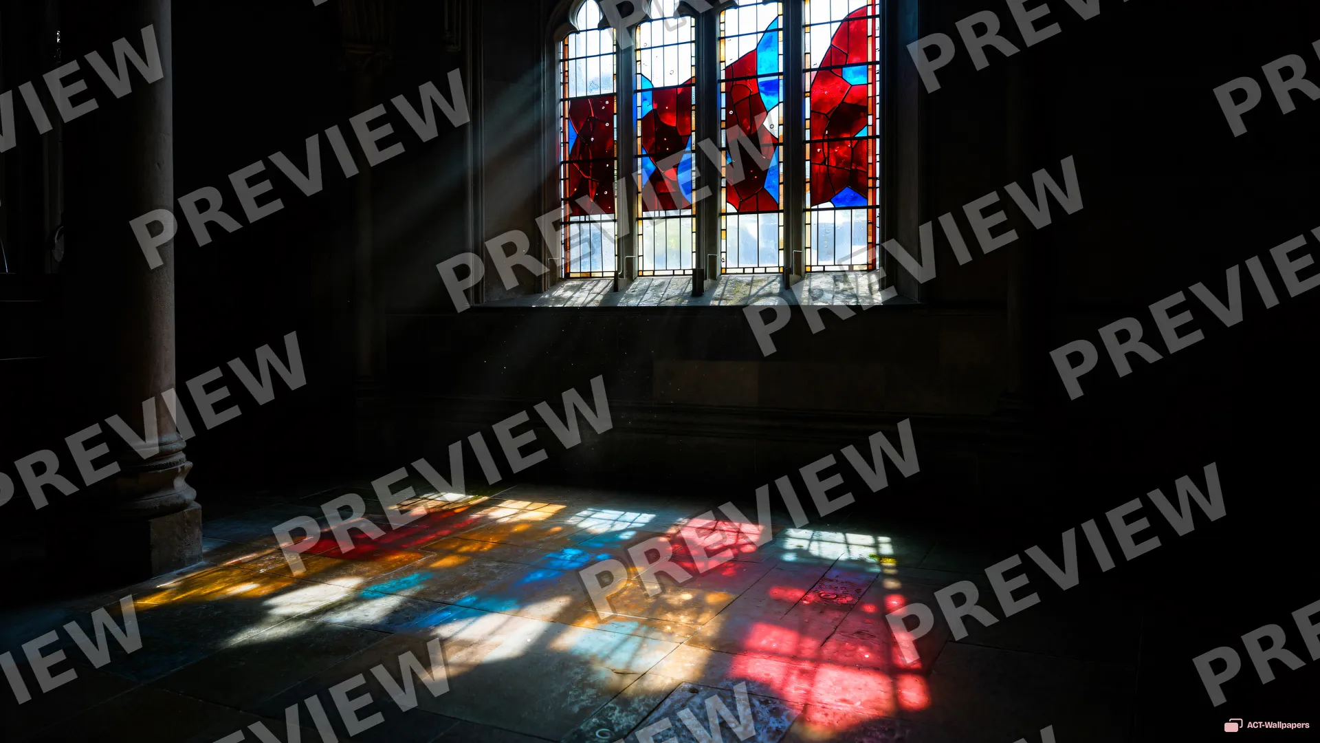 Chromatic Stone Pools — Stained-glass light 4K wallpaper