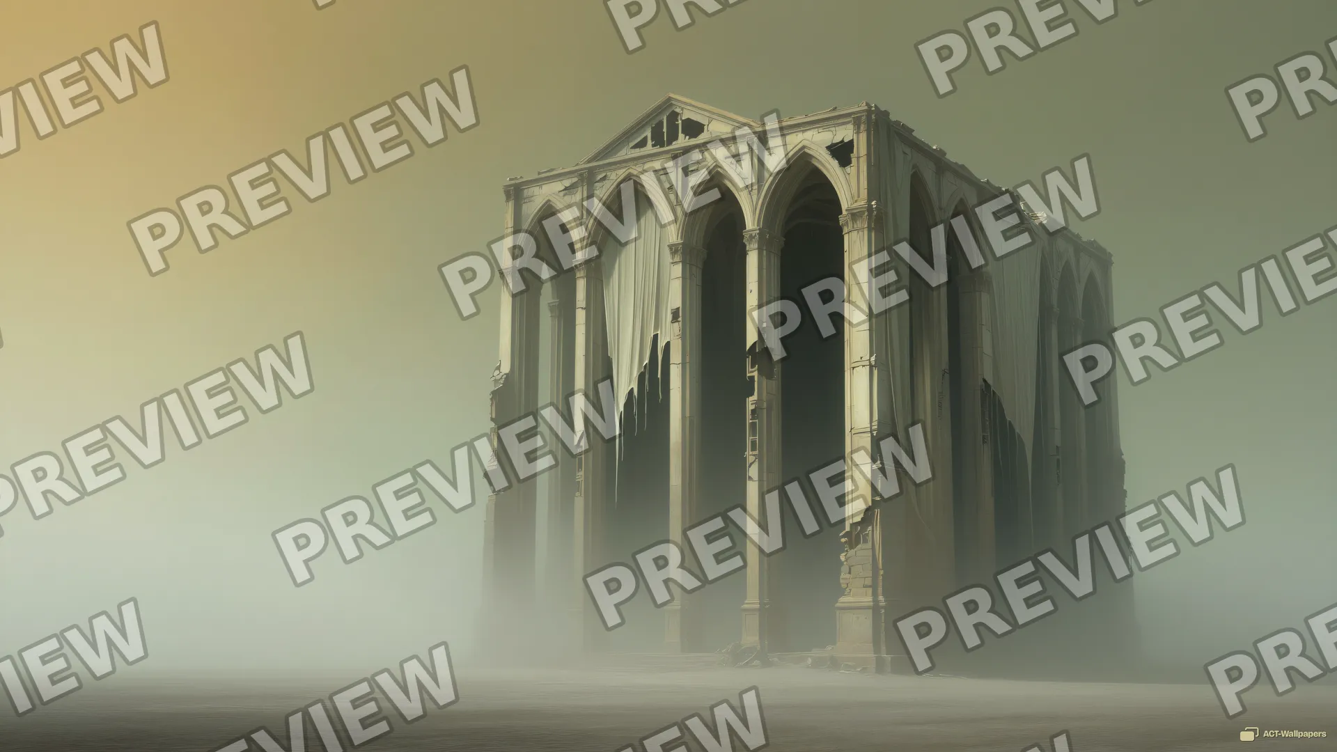 Skeleton Cathedral in Ash — Dystopian dream 4K wallpaper