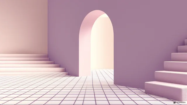 Velvet Arch in Violet Grid — Liminal grid space 4K wallpaper