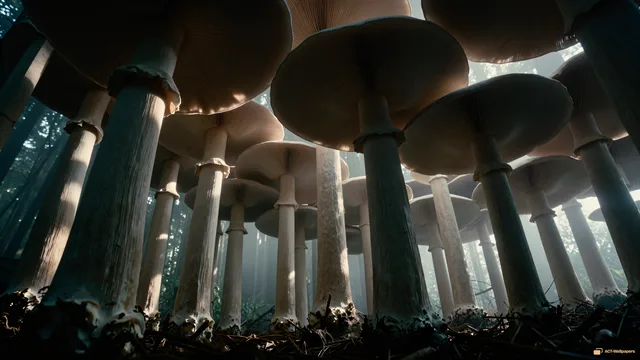 Fungal Cathedral Vault — Mushroom cathedral 4K wallpaper