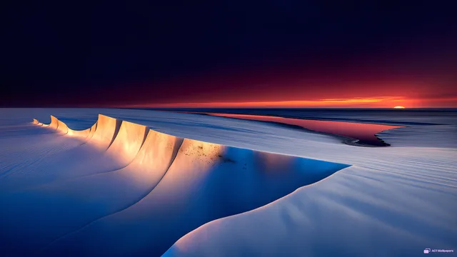 Antarctic Twilight Fissures — Red dawn on ice 4K wallpaper