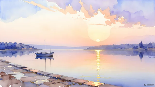 Harbour Dawn Watercolour — Watercolour & impressionism 4K wallpaper