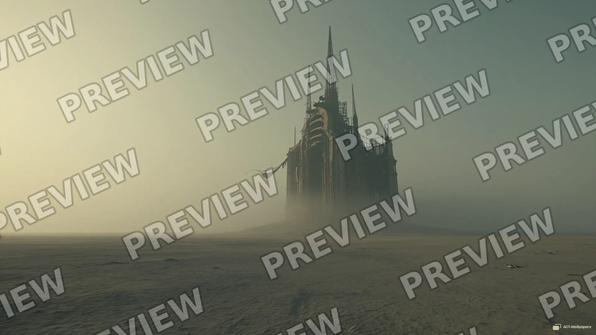Skeletal Ash Cathedral — Dystopian dream 4K wallpaper