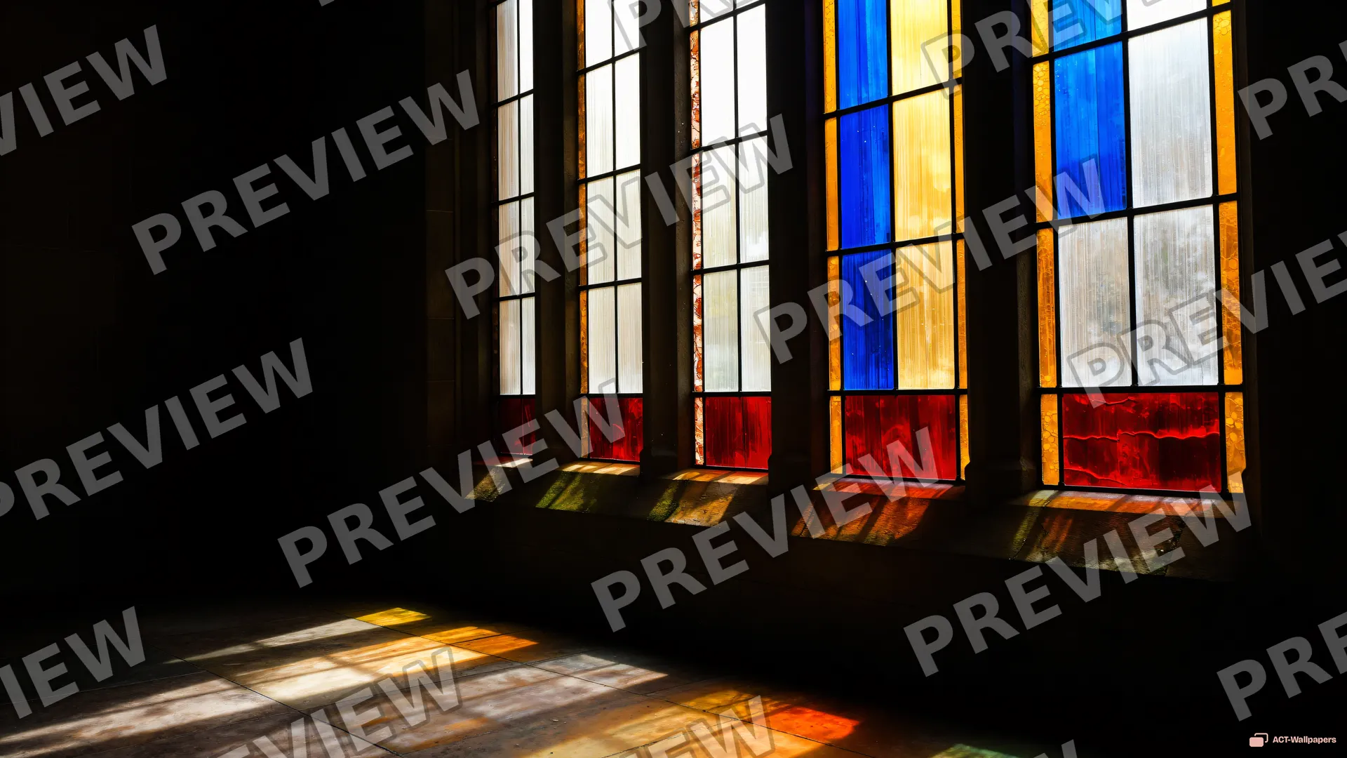 Sunlit Stone Pools — Stained-glass light 4K wallpaper