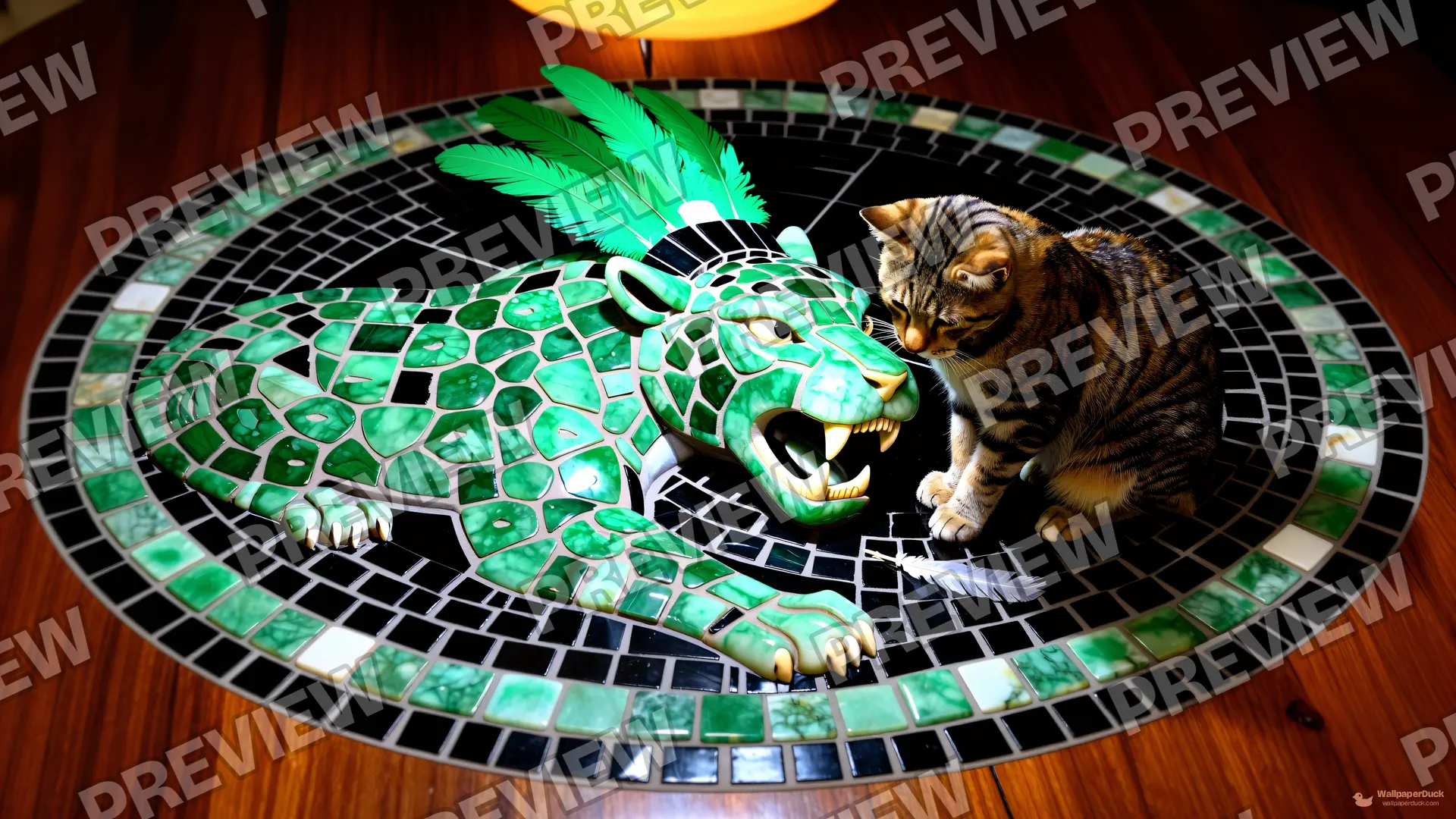 Mayan Jaguar Mosaic — Maya Mozaik Kedi 4K wallpaper