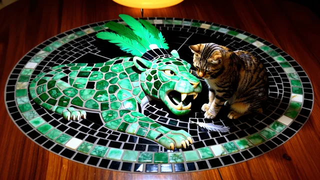 Mayan Jaguar Mosaic — Maya Mozaik Kedi 4K wallpaper