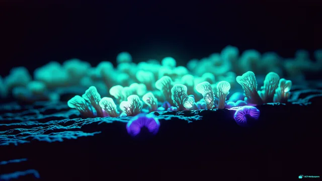 Abyssal Fungal Glow — Bioluminescence 4K wallpaper