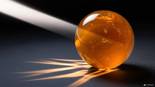 Amber Glass Sphere — Glass sculpture 4K wallpaper