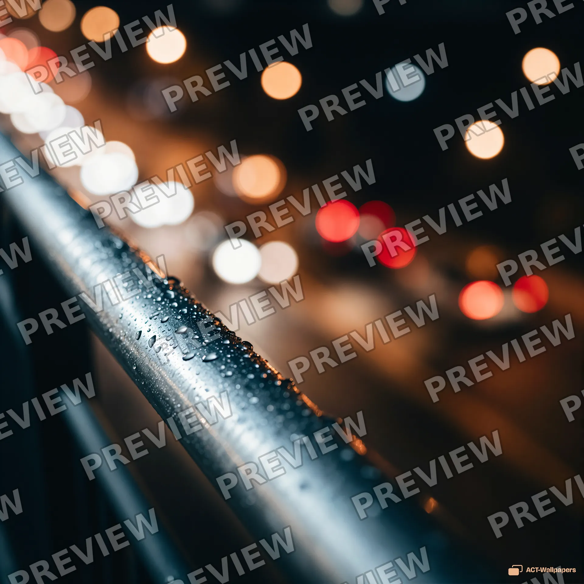 Wet Railing Bokeh — Night city bokeh 4K wallpaper
