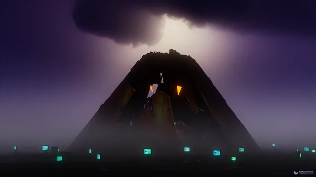 Ruined Colossus — Storm atmosphere 4K wallpaper