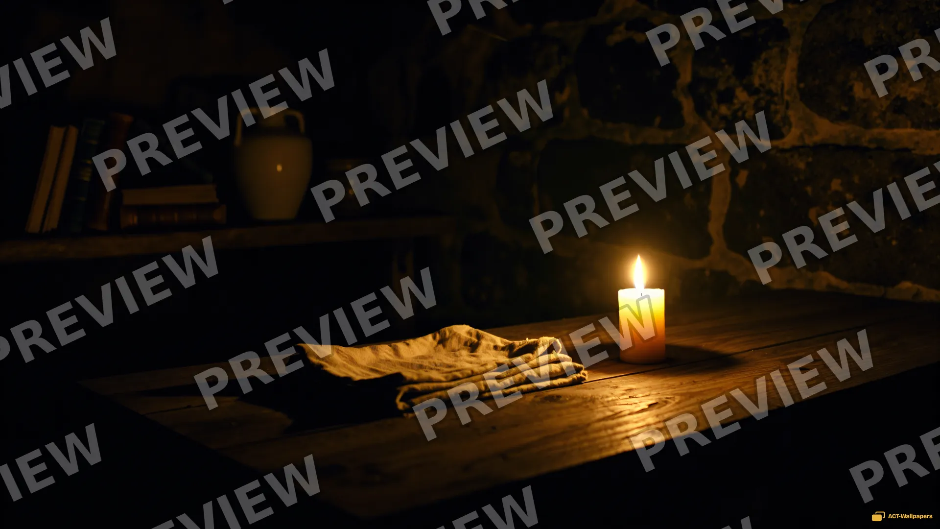 Cellar Candle Glow — Dark interiors 4K wallpaper