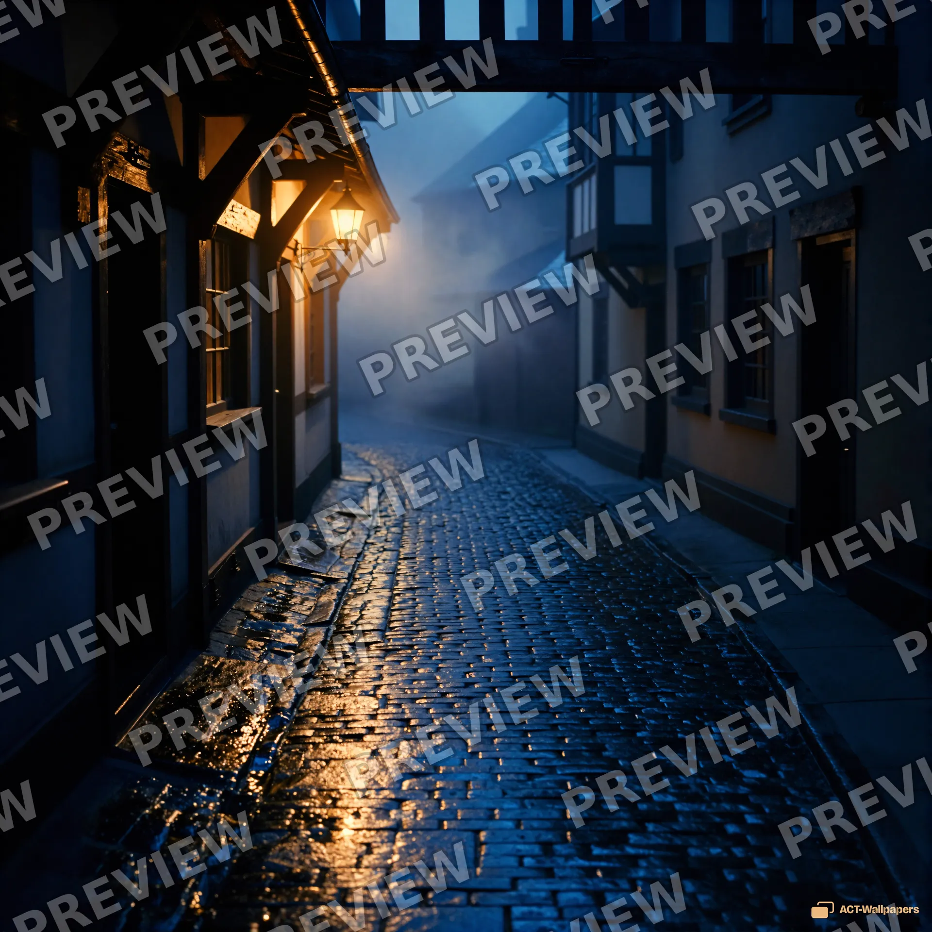 Crooked Tavern Night — Medieval fantasy 4K wallpaper