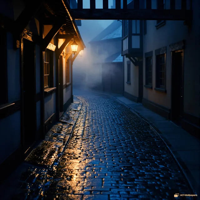 Crooked Tavern Night — Medieval fantasy 4K wallpaper