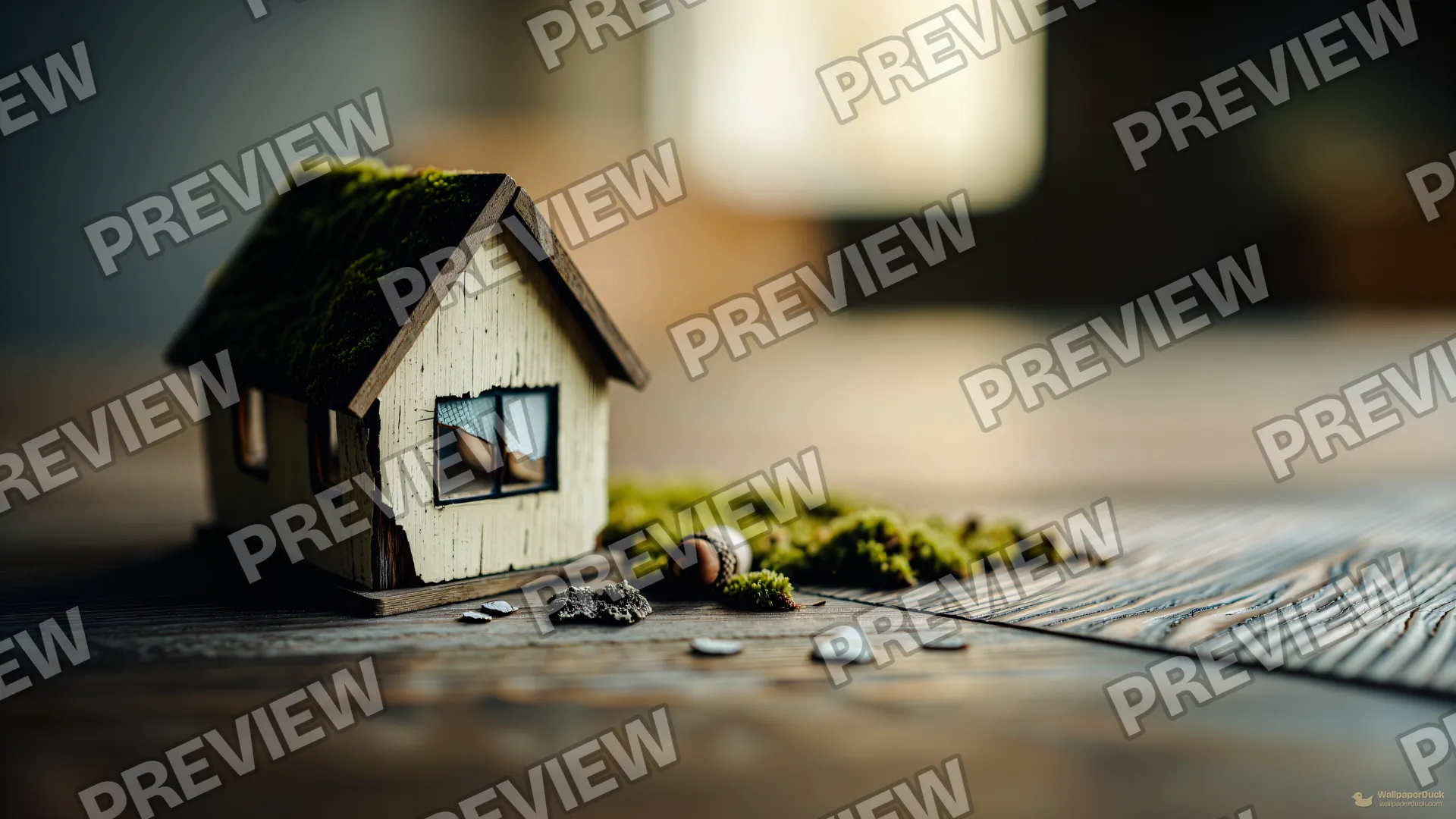 Mossy Toy House Memory — Miniature worlds 4K wallpaper