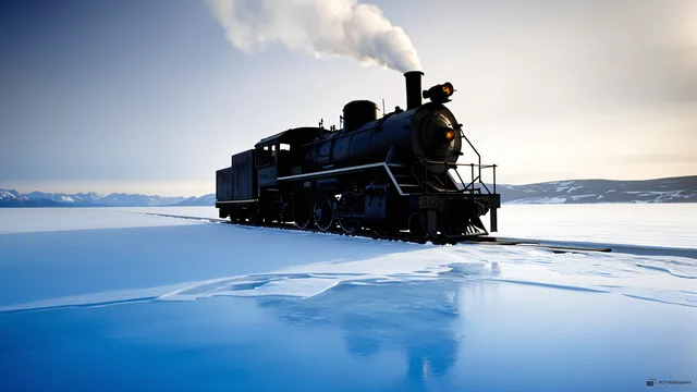 Steam on Glacial Ice — Train on the glacier 4K wallpaper