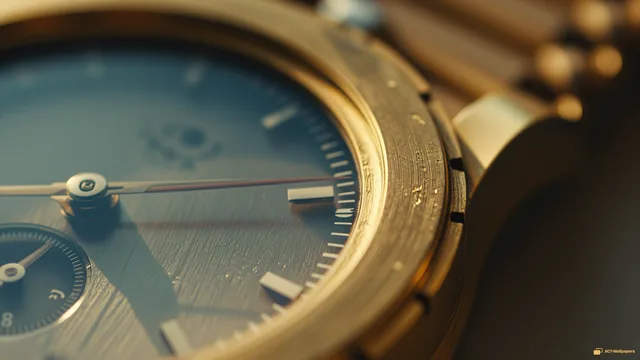 Worn Chronograph Detail — Analog macro mechanics 4K wallpaper