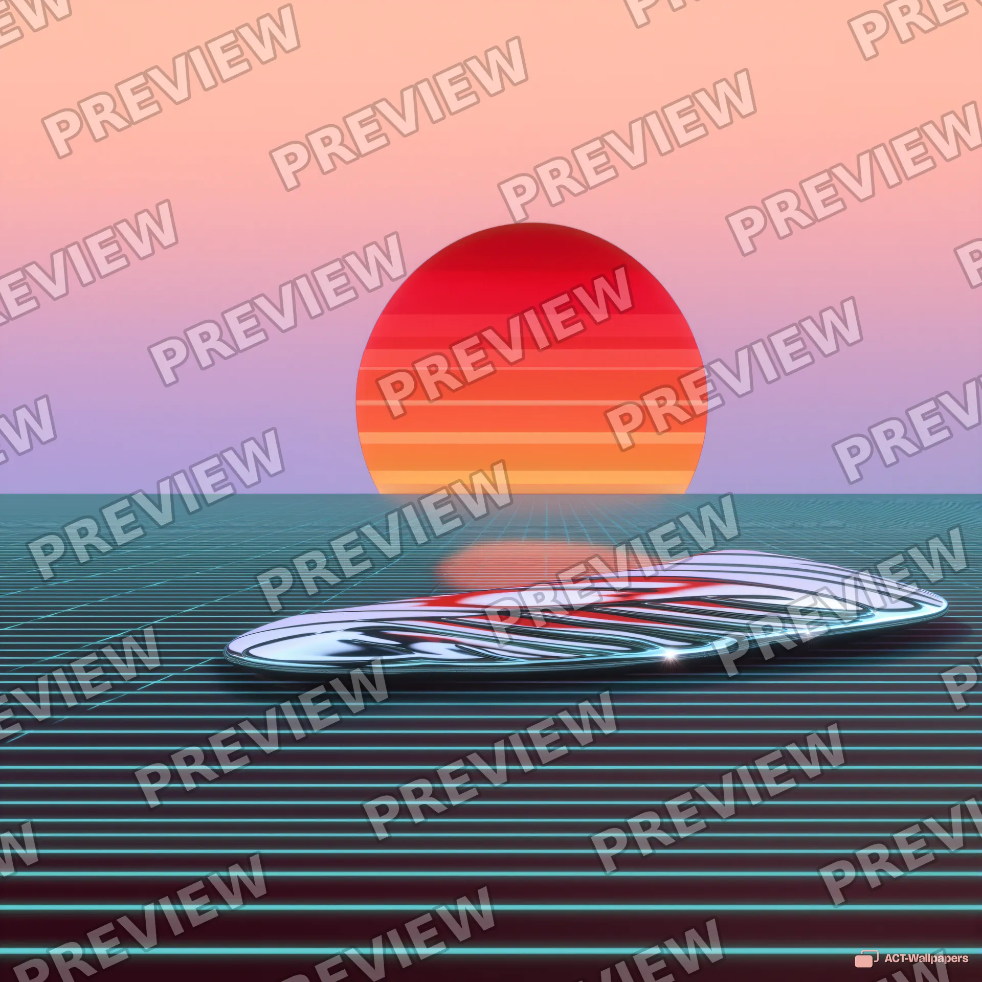 Chrome Horizon Grid — Retro futurism 4K wallpaper