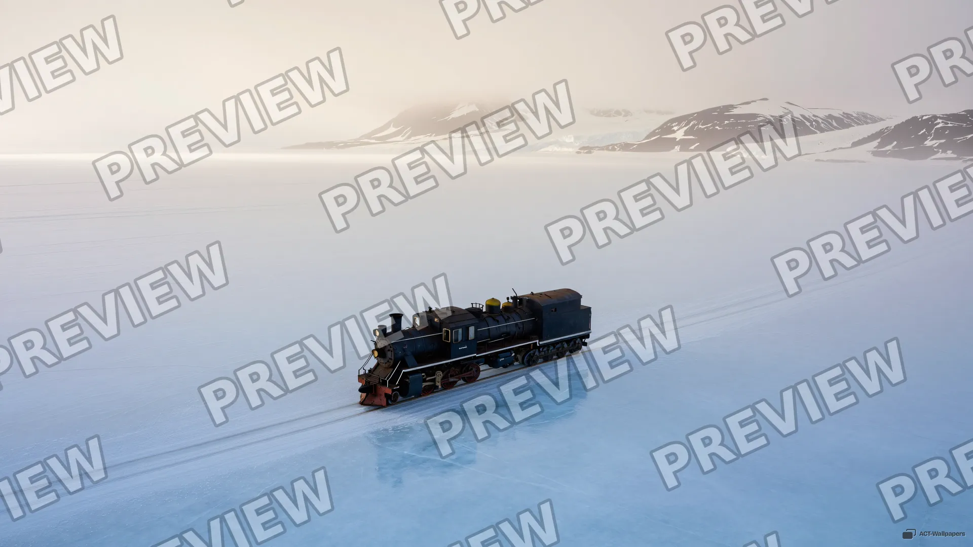 Glacial Isolation — Train on the glacier 4K wallpaper