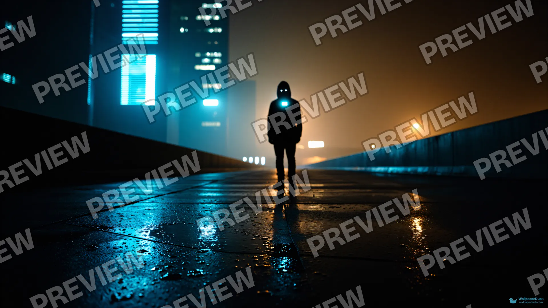 Bridge of Silent Screens — Cyberpunk city 4K wallpaper