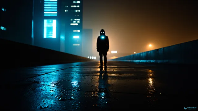 Bridge of Silent Screens — Cyberpunk city 4K wallpaper