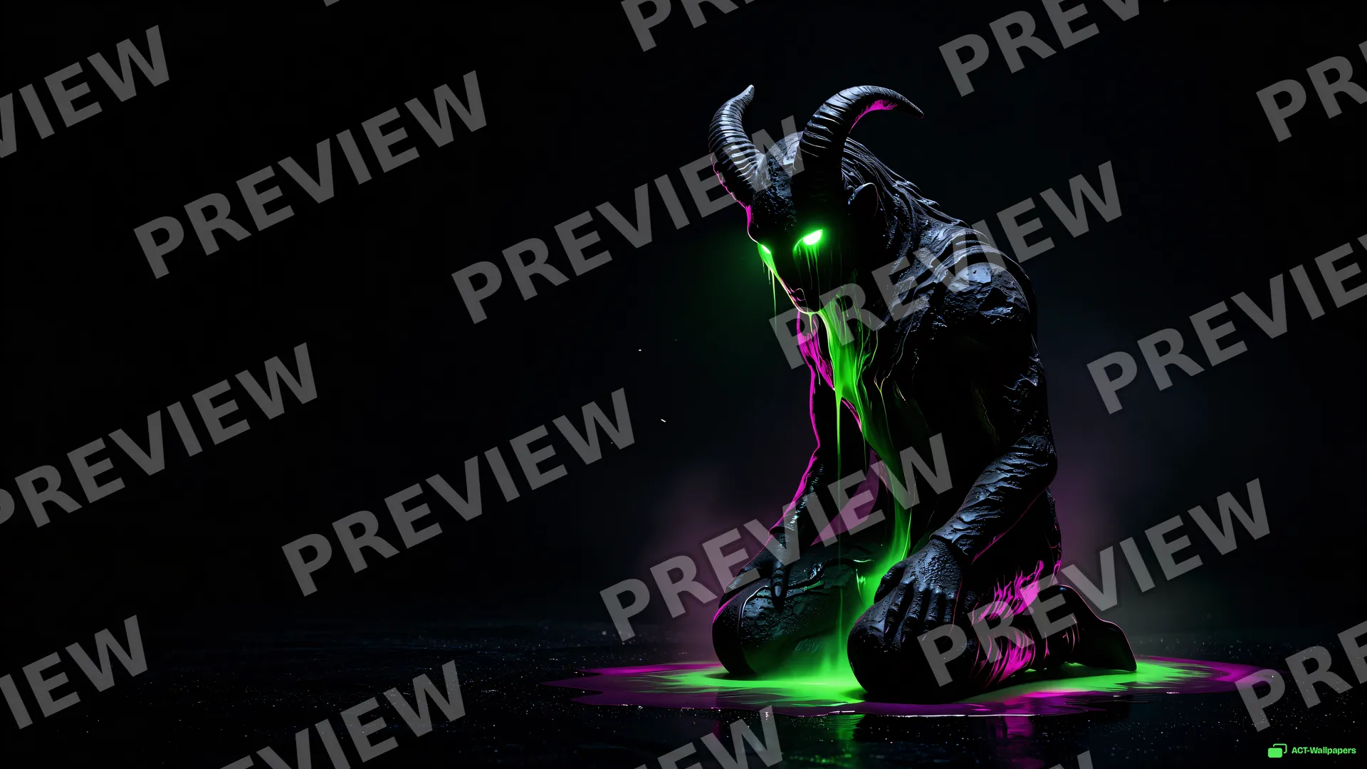 Kneeling Void — Neon nightmare 4K wallpaper