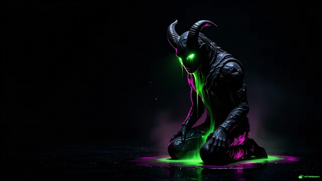 Kneeling Void — Neon nightmare 4K wallpaper